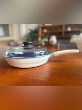 Silit Germany Blue Enamel Fry Pan w‎ Pyrex Lid- suitable for Induction Stoves